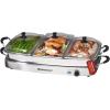 imageElite Gourmet EWM9933 Triple 3 x 25 Quart Trays Buffet Server 75 Qt Oven Safe Pan Food Warmer Temperature Control Clear Slotted Lids Perfect for Parties Entertaining ampamp Holidays Stainless Steel75 Quart  4 Trays