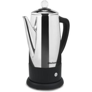 imageElite Gourmet EC812 Electric 12Cup Coffee Percolator with Keep Warm Clear Brew Progress Knob CoolTouch Handle Cordless Serve Stainless Steel12Cup