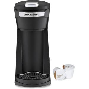 imageElite Gourmet EHC208RS Personal SingleServe Compact Capsule Coffee Maker Brewer Compatible with KCups and Grounds Reusable Filter 16 Ounce BlackBlack