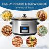 imageElite Gourmet MST900V Electric Ceramic XL Jumbo Slow Cooker Adjustable Temp Entrees Sauces Stews ampamp Dips Dishwasher Safe Glass Lid ampamp Crock 85 Quart Stainless SteelDigital