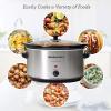imageElite Gourmet MST900V Electric Ceramic XL Jumbo Slow Cooker Adjustable Temp Entrees Sauces Stews ampamp Dips Dishwasher Safe Glass Lid ampamp Crock 85 Quart Stainless SteelAnalog