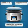 imageElite Gourmet MST900V Electric Ceramic XL Jumbo Slow Cooker Adjustable Temp Entrees Sauces Stews ampamp Dips Dishwasher Safe Glass Lid ampamp Crock 85 Quart Stainless SteelDigital