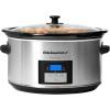imageElite Gourmet MST900V Electric Ceramic XL Jumbo Slow Cooker Adjustable Temp Entrees Sauces Stews ampamp Dips Dishwasher Safe Glass Lid ampamp Crock 85 Quart Stainless SteelDigital
