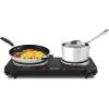 imageElite Gourmet EDB302BF Countertop Double Cast Iron Burner 1500 Watts Electric Hot Plate Temperature Controls Power Indicator Lights Easy to Clean BlackCast Double