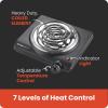 imageElite Gourmet ESB301BF Countertop Single Cast Iron Burner 1000 Watts Electric Hot Plate Temperature Controls Power Indicator Lights Easy to Clean BlackSingle Coil