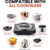 imageElite Gourmet ESB301BF Countertop Single Cast Iron Burner 1000 Watts Electric Hot Plate Temperature Controls Power Indicator Lights Easy to Clean BlackSingle Coil
