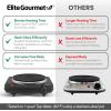 imageElite Gourmet ESB301BF Countertop Single Cast Iron Burner 1000 Watts Electric Hot Plate Temperature Controls Power Indicator Lights Easy to Clean BlackSingle