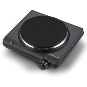 imageElite Gourmet ESB301BF Countertop Single Cast Iron Burner 1000 Watts Electric Hot Plate Temperature Controls Power Indicator Lights Easy to Clean BlackSingle