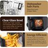imageElite Gourmet EAF2305 Glass Air Fryer 23L Capacity PFAS Free Ceramic Coated Ceralast Air Fry Rack Adjustable Temperature 175F to 400F 30Minute Timer 1150Watts 15 Recipes Black