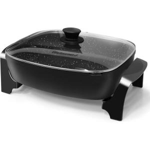 imageElite Gourmet 12quot x 12quot x 3 Ceralast Ceramic Nonstick PFAS Free Dishwasher Safe Electric Skillet Xtra Deep Dish Rapid Heat 1200W Black105Qt