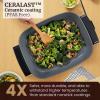 imageElite Gourmet EG2615 15quot x 12quot x 4 Electric Skillet Durable Xtra Deep Dish PFAS Free Ceralast Ceramic Nonstick 1500W Rapid Heat Tempered Glass Vented Lid Dishwasher Safe 125 Qt BlackGray125Qt