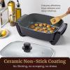 imageElite Gourmet EG2615 15quot x 12quot x 4 Electric Skillet Durable Xtra Deep Dish PFAS Free Ceralast Ceramic Nonstick 1500W Rapid Heat Tempered Glass Vented Lid Dishwasher Safe 125 Qt BlackGray125Qt