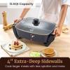 imageElite Gourmet EG2615 15quot x 12quot x 4 Electric Skillet Durable Xtra Deep Dish PFAS Free Ceralast Ceramic Nonstick 1500W Rapid Heat Tempered Glass Vented Lid Dishwasher Safe 125 Qt BlackGray125Qt