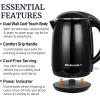 imageElite Gourmet NOODLE EXPRESS Hot Pot Prepare Ramen Rice Soups Stews Boil Water StainlessSteel Interior Glass Lid HighLowOff Settings GreyBlack