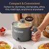 imageElite Gourmet NOODLE EXPRESS Hot Pot Prepare Ramen Rice Soups Stews Boil Water StainlessSteel Interior Glass Lid HighLowOff Settings GreyGray