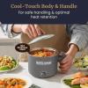 imageElite Gourmet NOODLE EXPRESS Hot Pot Prepare Ramen Rice Soups Stews Boil Water StainlessSteel Interior Glass Lid HighLowOff Settings GreyGray