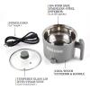 imageElite Gourmet NOODLE EXPRESS Hot Pot Prepare Ramen Rice Soups Stews Boil Water StainlessSteel Interior Glass Lid HighLowOff Settings GreyGray