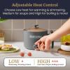 imageElite Gourmet NOODLE EXPRESS Hot Pot Prepare Ramen Rice Soups Stews Boil Water StainlessSteel Interior Glass Lid HighLowOff Settings GreyGray
