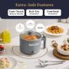 imageElite Gourmet NOODLE EXPRESS Hot Pot Prepare Ramen Rice Soups Stews Boil Water StainlessSteel Interior Glass Lid HighLowOff Settings GreyGray