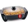 imageElite Gourmet EG2615 15quot x 12quot x 4 Electric Skillet Durable Xtra Deep Dish PFAS Free Ceralast Ceramic Nonstick 1500W Rapid Heat Tempered Glass Vented Lid Dishwasher Safe 125 Qt BlackGray125Qt