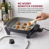 imageElite Gourmet 12quot x 12quot x 3 Ceralast Ceramic Nonstick PFAS Free Dishwasher Safe Electric Skillet Xtra Deep Dish Rapid Heat 1200W Black6Qt