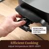 imageElite Gourmet 12quot x 12quot x 3 Ceralast Ceramic Nonstick PFAS Free Dishwasher Safe Electric Skillet Xtra Deep Dish Rapid Heat 1200W Black75Qt