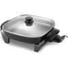 imageElite Gourmet 12quot x 12quot x 3 Ceralast Ceramic Nonstick PFAS Free Dishwasher Safe Electric Skillet Xtra Deep Dish Rapid Heat 1200W Black6Qt