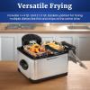 imageElite Gourmet EDF434 Electric Deep Fryer 45 Quart Oil Capacity with Temperature Knob 2 Baskets Powerful 1700 Watts Lid with AntiOdor Filter ampamp Viewing Window Stainless SteelStainless Steel and Black