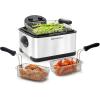 imageElite Gourmet EDF434 Electric Deep Fryer 45 Quart Oil Capacity with Temperature Knob 2 Baskets Powerful 1700 Watts Lid with AntiOdor Filter ampamp Viewing Window Stainless SteelStainless Steel and Black
