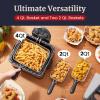imageElite Gourmet EDF434 Electric Deep Fryer 45 Quart Oil Capacity with Temperature Knob 2 Baskets Powerful 1700 Watts Lid with AntiOdor Filter ampamp Viewing Window Stainless SteelBlack