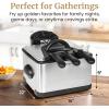 imageElite Gourmet EDF434 Electric Deep Fryer 45 Quart Oil Capacity with Temperature Knob 2 Baskets Powerful 1700 Watts Lid with AntiOdor Filter ampamp Viewing Window Stainless SteelBlack