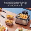 imageElite Gourmet EDF434 Electric Deep Fryer 45 Quart Oil Capacity with Temperature Knob 2 Baskets Powerful 1700 Watts Lid with AntiOdor Filter ampamp Viewing Window Stainless SteelBlack