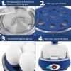 imageElite Gourmet EGC1215M Easy Egg Cooker Stainlesssteel Heating Plate TwoTiered 14Egg Capacity Soft Medium HardBoiled Auto ShutOff Omelets Poached Eggs Measuring Cup Piercing Pin MintBlue