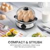 imageElite Gourmet EGC1215M Easy Egg Cooker Stainlesssteel Heating Plate TwoTiered 14Egg Capacity Soft Medium HardBoiled Auto ShutOff Omelets Poached Eggs Measuring Cup Piercing Pin MintStainless Steel