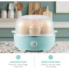 imageElite Gourmet EGC1215M Easy Egg Cooker Stainlesssteel Heating Plate TwoTiered 14Egg Capacity Soft Medium HardBoiled Auto ShutOff Omelets Poached Eggs Measuring Cup Piercing Pin MintRetro Mint