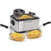 imageElite Gourmet EDF434 Electric Deep Fryer 45 Quart Oil Capacity with Temperature Knob 2 Baskets Powerful 1700 Watts Lid with AntiOdor Filter ampamp Viewing Window Stainless SteelBlack