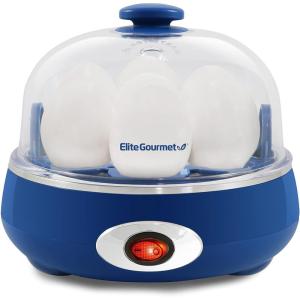 imageElite Gourmet EGC1215M Easy Egg Cooker Stainlesssteel Heating Plate TwoTiered 14Egg Capacity Soft Medium HardBoiled Auto ShutOff Omelets Poached Eggs Measuring Cup Piercing Pin MintBlue