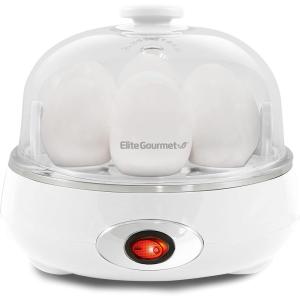 imageElite Gourmet EGC1215M Easy Egg Cooker Stainlesssteel Heating Plate TwoTiered 14Egg Capacity Soft Medium HardBoiled Auto ShutOff Omelets Poached Eggs Measuring Cup Piercing Pin MintClassic White