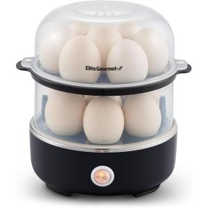 imageElite Gourmet EGC1215M Easy Egg Cooker Stainlesssteel Heating Plate TwoTiered 14Egg Capacity Soft Medium HardBoiled Auto ShutOff Omelets Poached Eggs Measuring Cup Piercing Pin MintBlack