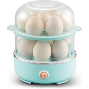 imageElite Gourmet EGC1215M Easy Egg Cooker Stainlesssteel Heating Plate TwoTiered 14Egg Capacity Soft Medium HardBoiled Auto ShutOff Omelets Poached Eggs Measuring Cup Piercing Pin MintMint