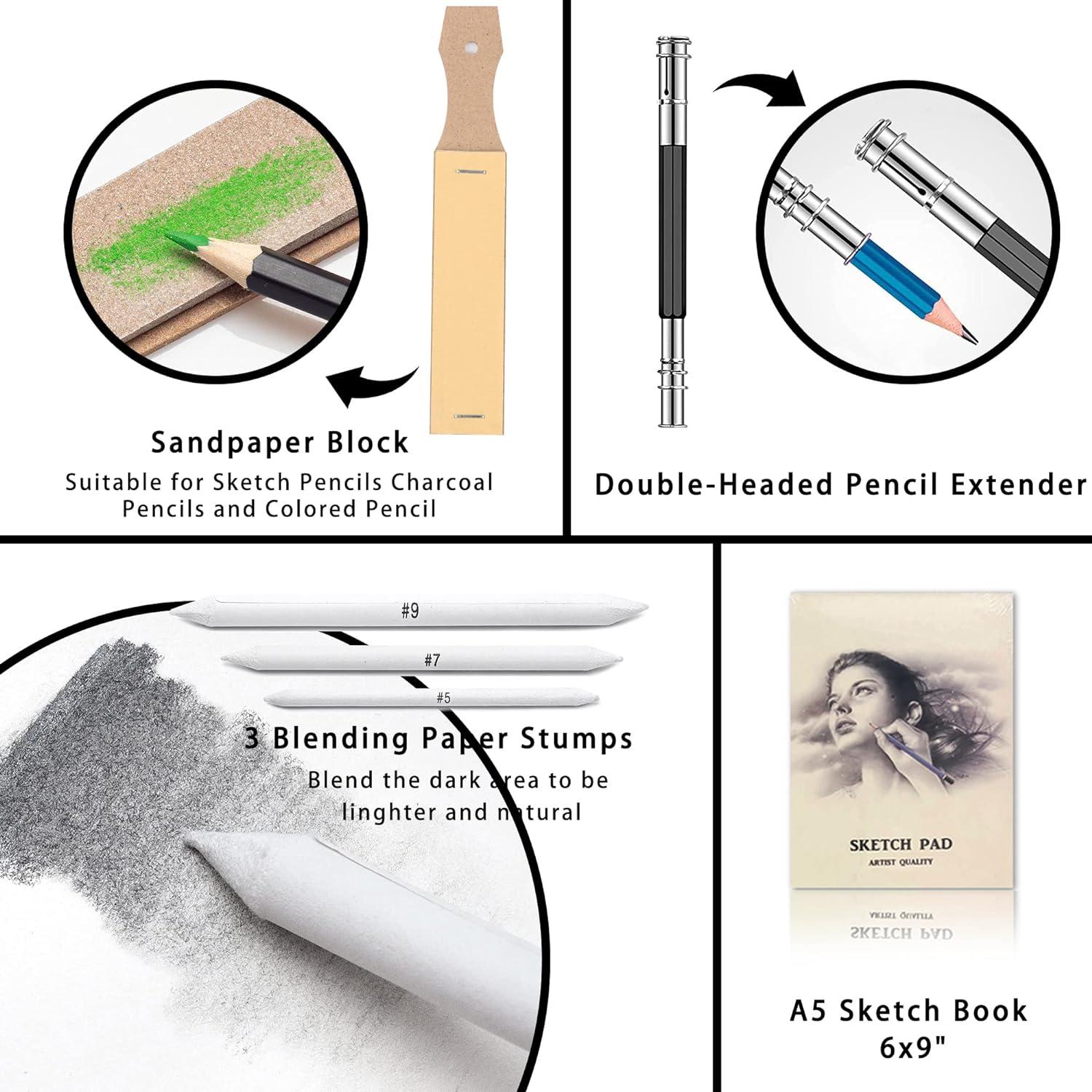 imageKALOUR 144 Pack Drawing Sketching Coloring SetInclude 120 Professional Soft Core Colored PencilsSketch ampamp Charcoal PencilsSketchbookArt Drawing Supplies for Artists Adults Beginner