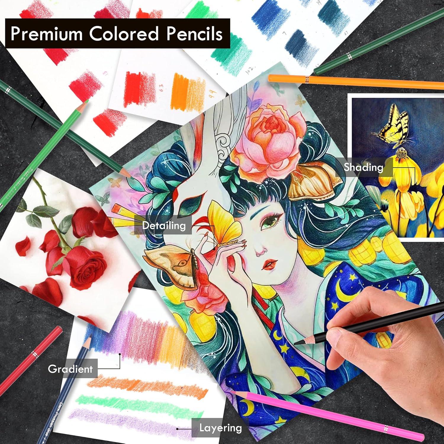 imageKALOUR 180 Colored Pencil for Artists  Rich Pigment Soft Core  OilBased  Ideal for Coloring Drawing Sketching Shading Blending  Vibrant ColorTin CaseMulticolor