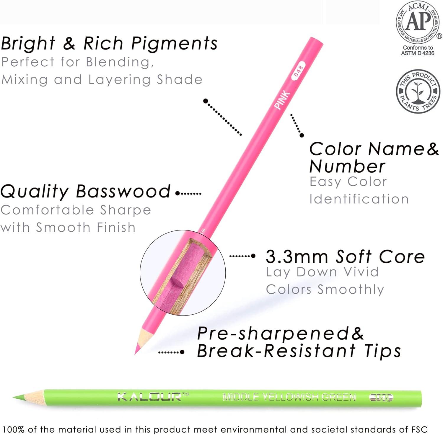 imageKALOUR 180 Colored Pencil for Artists  Rich Pigment Soft Core  OilBased  Ideal for Coloring Drawing Sketching Shading Blending  Vibrant ColorTin CaseMulticolor