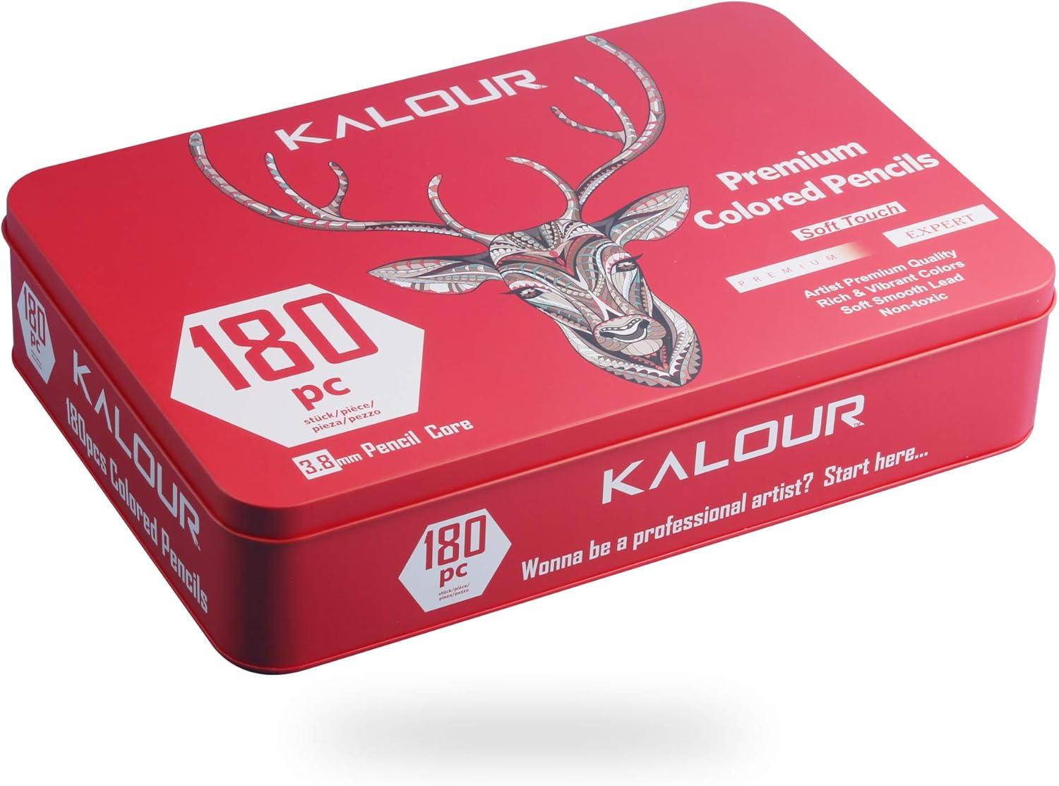 imageKALOUR 180 Colored Pencil for Artists  Rich Pigment Soft Core  OilBased  Ideal for Coloring Drawing Sketching Shading Blending  Vibrant ColorTin CaseRed