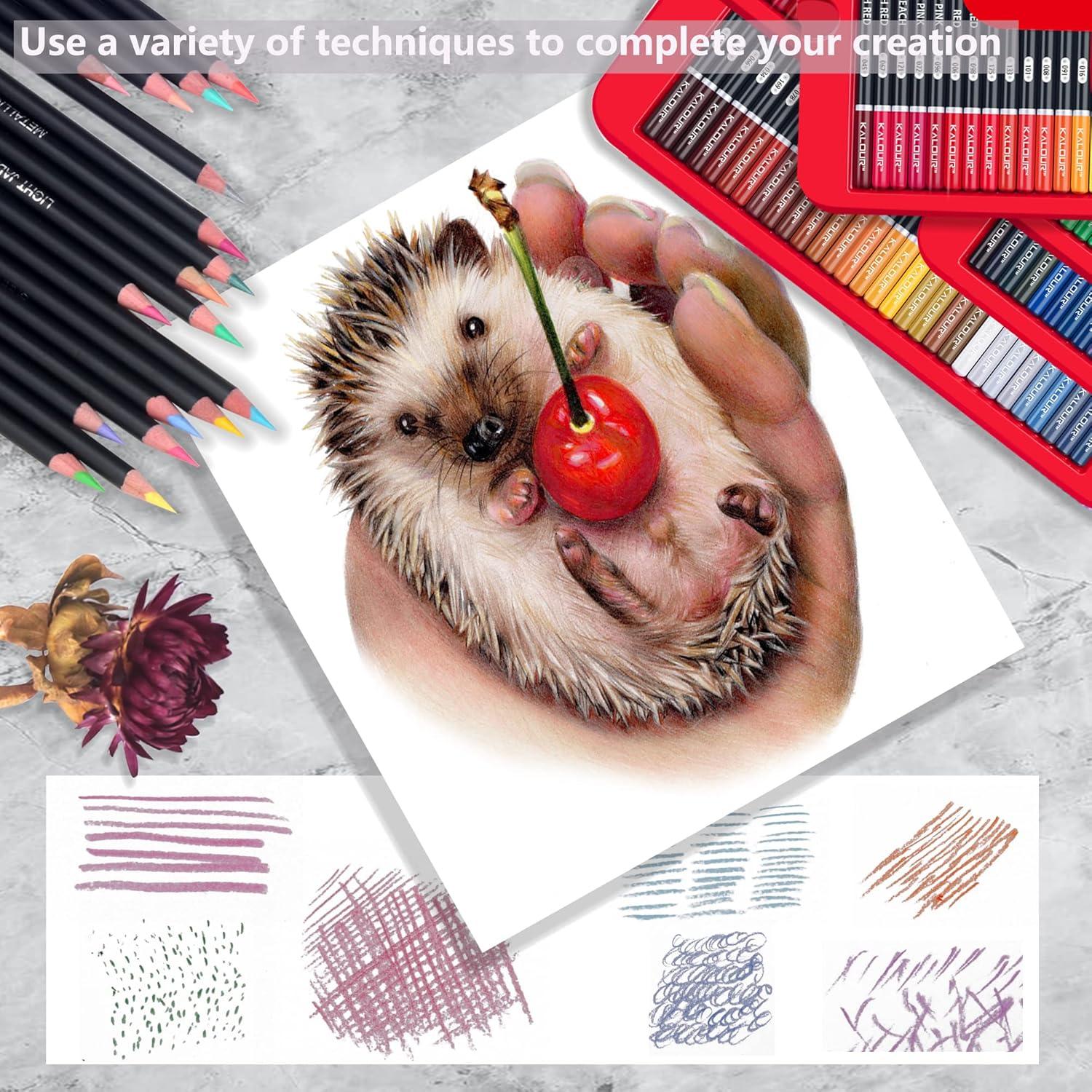 imageKALOUR 180 Colored Pencil for Artists  Rich Pigment Soft Core  OilBased  Ideal for Coloring Drawing Sketching Shading Blending  Vibrant ColorTin CaseRed