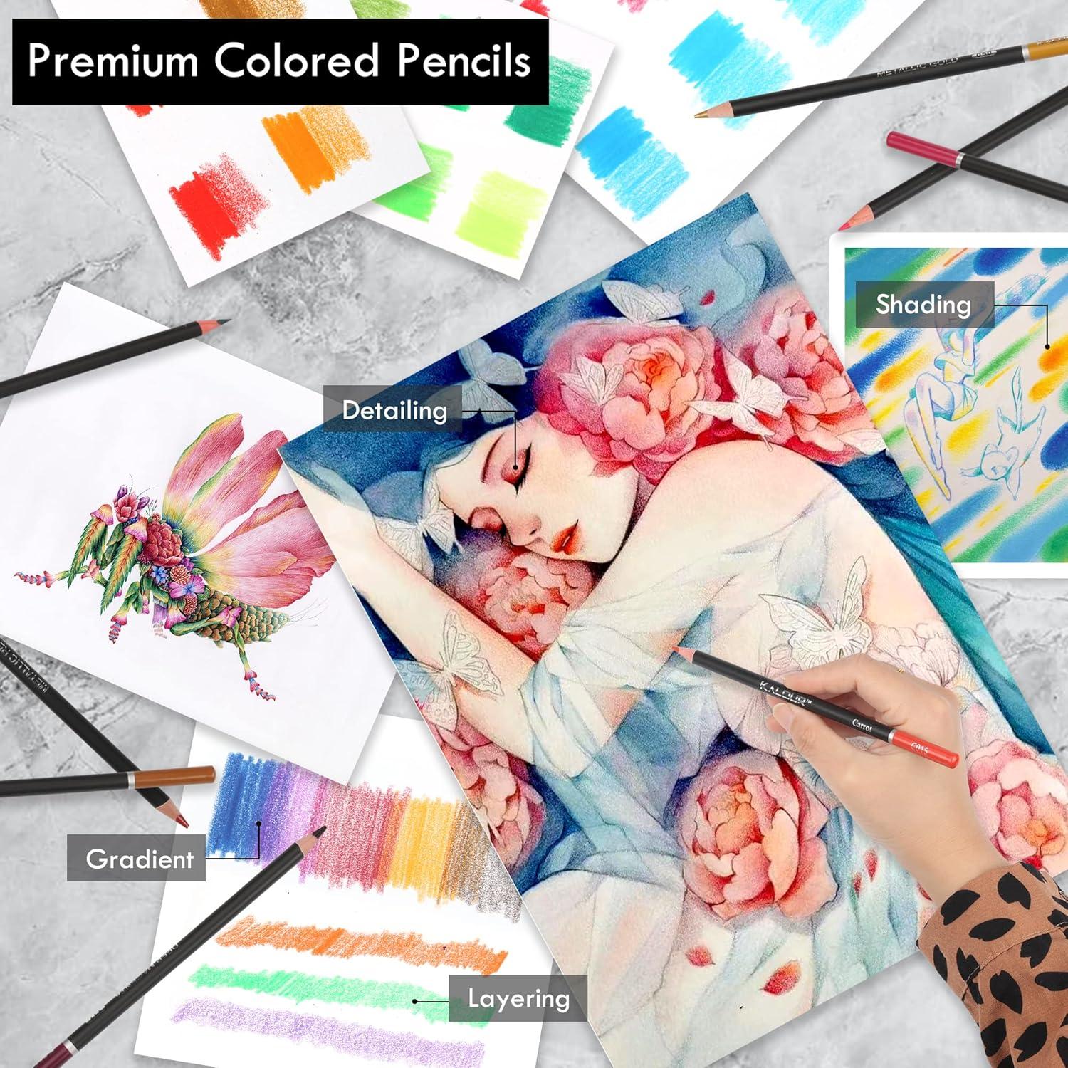 imageKALOUR 180 Colored Pencil for Artists  Rich Pigment Soft Core  OilBased  Ideal for Coloring Drawing Sketching Shading Blending  Vibrant ColorTin CaseRed