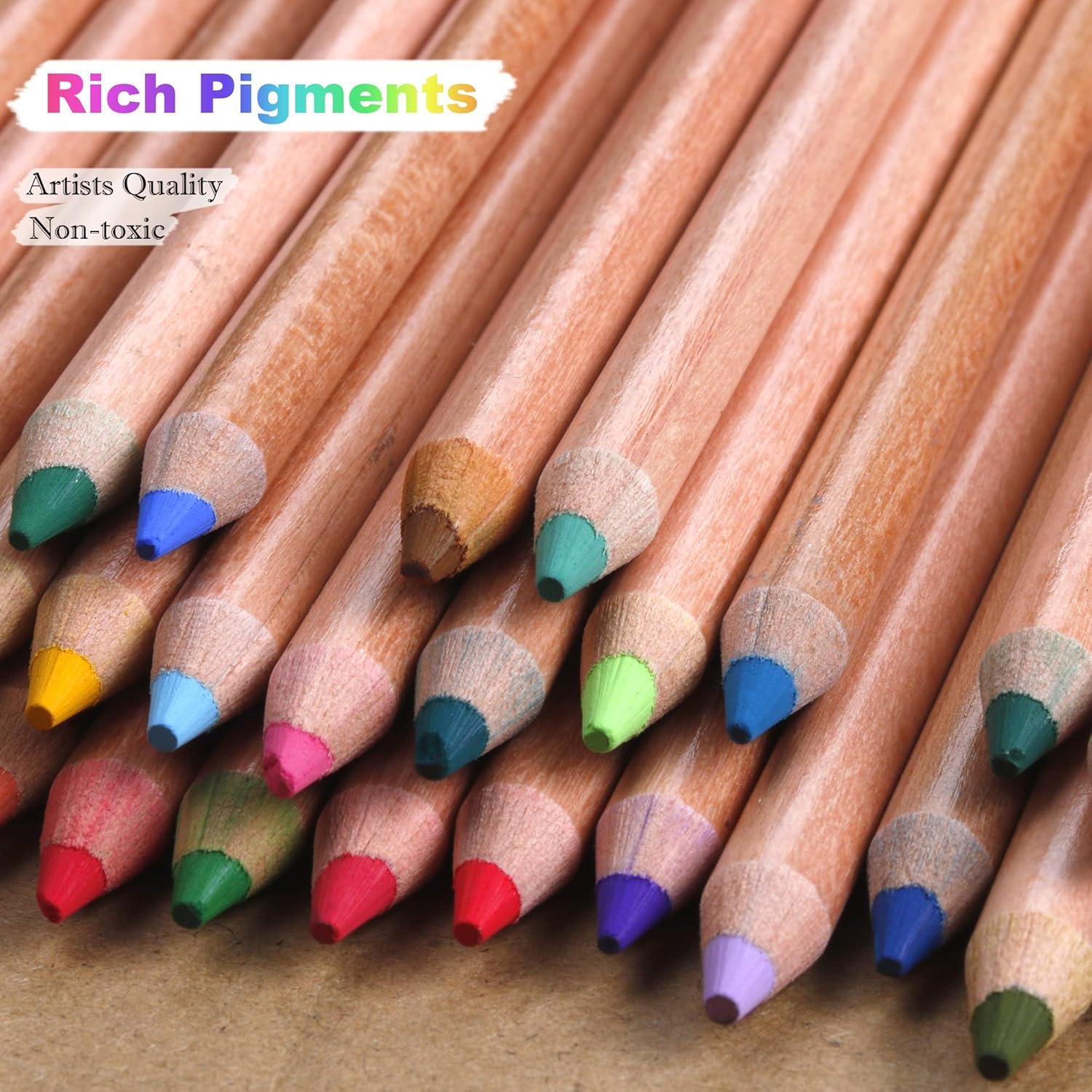 imageKALOUR Pro Pastel Chalk Colored PencilsSet of 50 ColorsColor Charcoal Pencils for Drawing Sketching Coloring ShadingArt Supplies for Adults Artists