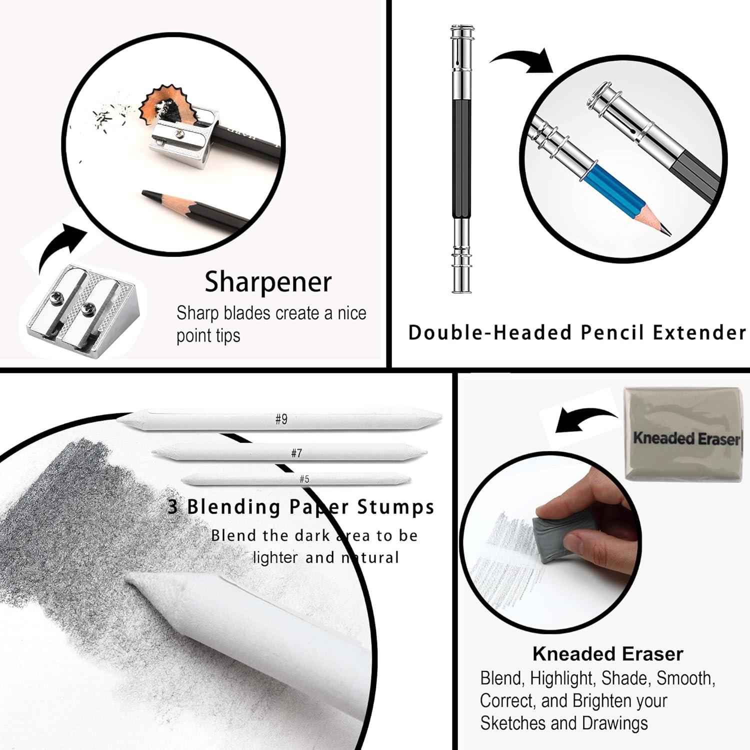 imageKALOUR Sketching Coloring Art Set  38 Pieces Drawing Kit with Sketch PencilsColored PencilsCharcoalMarkerEraser Portable Zippered Travel Case  Art Supplies for Artists Beginners Adults Kids