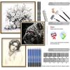 imageKALOUR Sketching Coloring Art Set  38 Pieces Drawing Kit with Sketch PencilsWatercolor PencilsCharcoalBrushEraser Portable Zippered Travel Case  Art Supplies for Artists Beginners Adults Kids