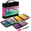 imageKALOUR Premium Watercolor Pencils Set of 120 Colorswith Water Brush PenPortable Nylon CaseNumbered and LightfastnessWatersoluble Colored Pencils for Adult ColoringWater Color for Beginner Kids